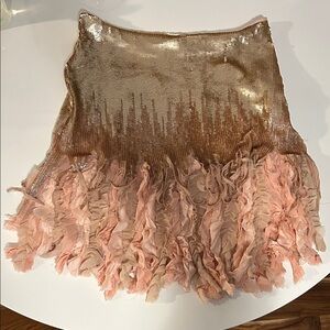 Zara Gold and Pink Sequin feather Skirt. Size small